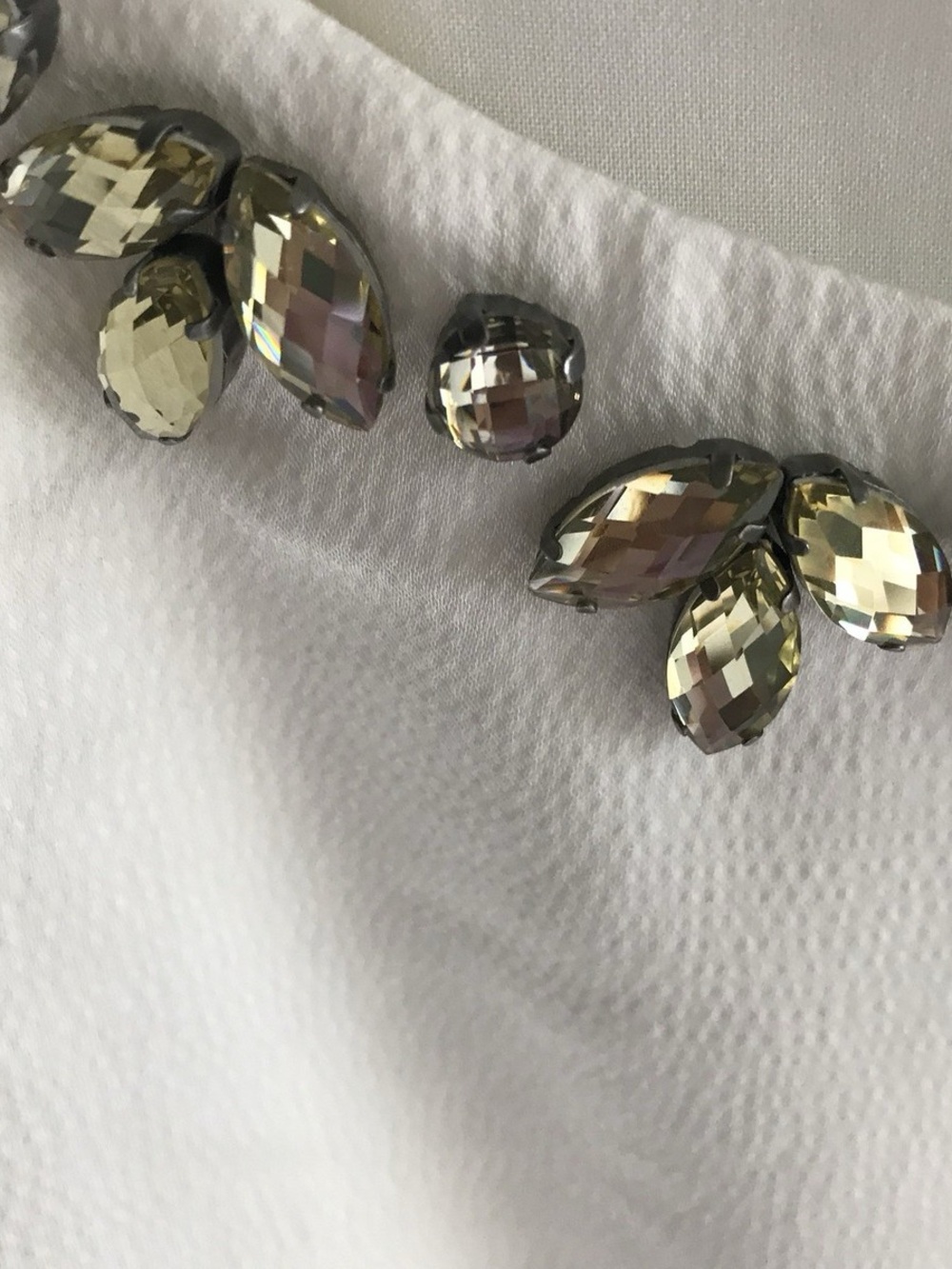 EUC LOFT White Dress w/Gem Accents, Lined and Sleeveless, Perfect Gemstones!!! - Picture 14 of 15